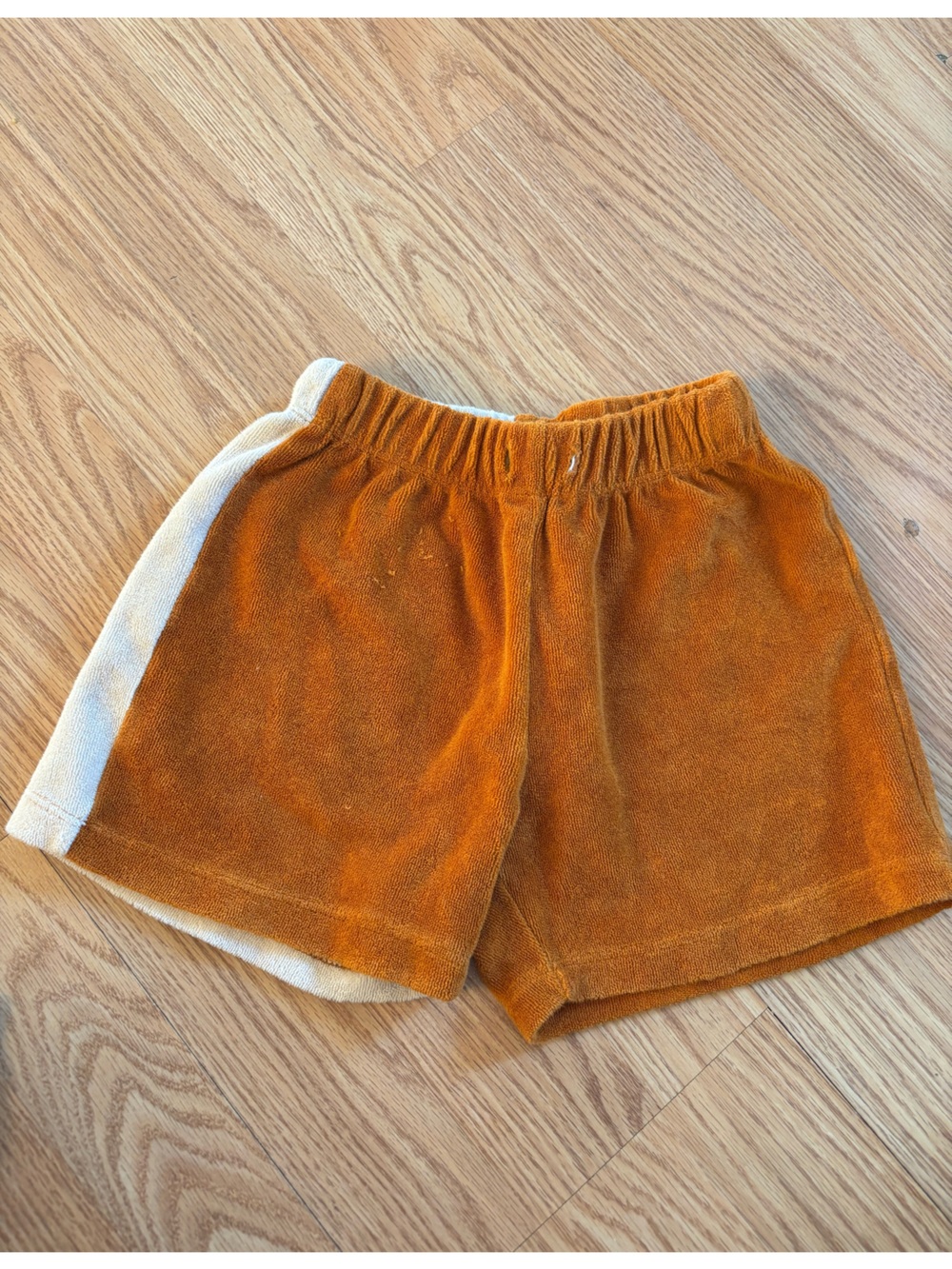 Zara toddler Terry Cloth Shorts in Rust Orange with Cream